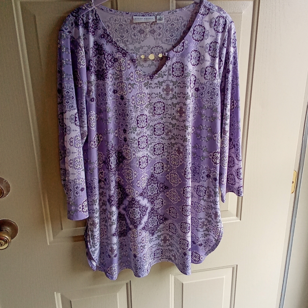 Susan Graver Tunic with Pearl Like Embellishment,  Size M